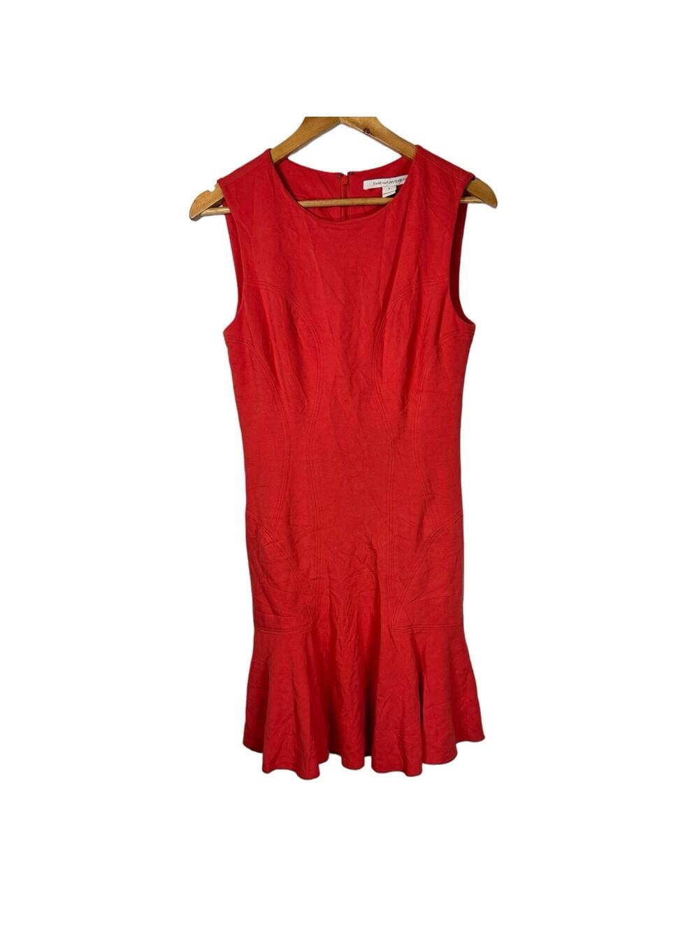Diane Von Furstenberg Orange A-line Dress Size 8 Jaelyn Ponte Knit Career wear